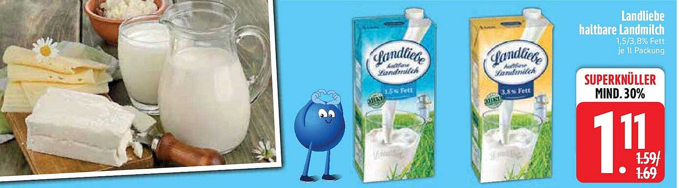 Landliebe haltbare Landmilch 1,5/3,8% Fett je 1l Packung