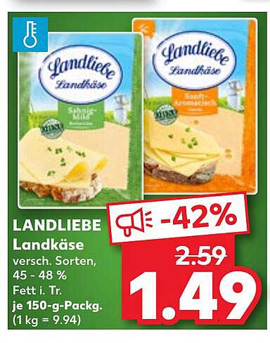 LANDLIEBE Landkäse verschiedene Sorten, 150 g Packung