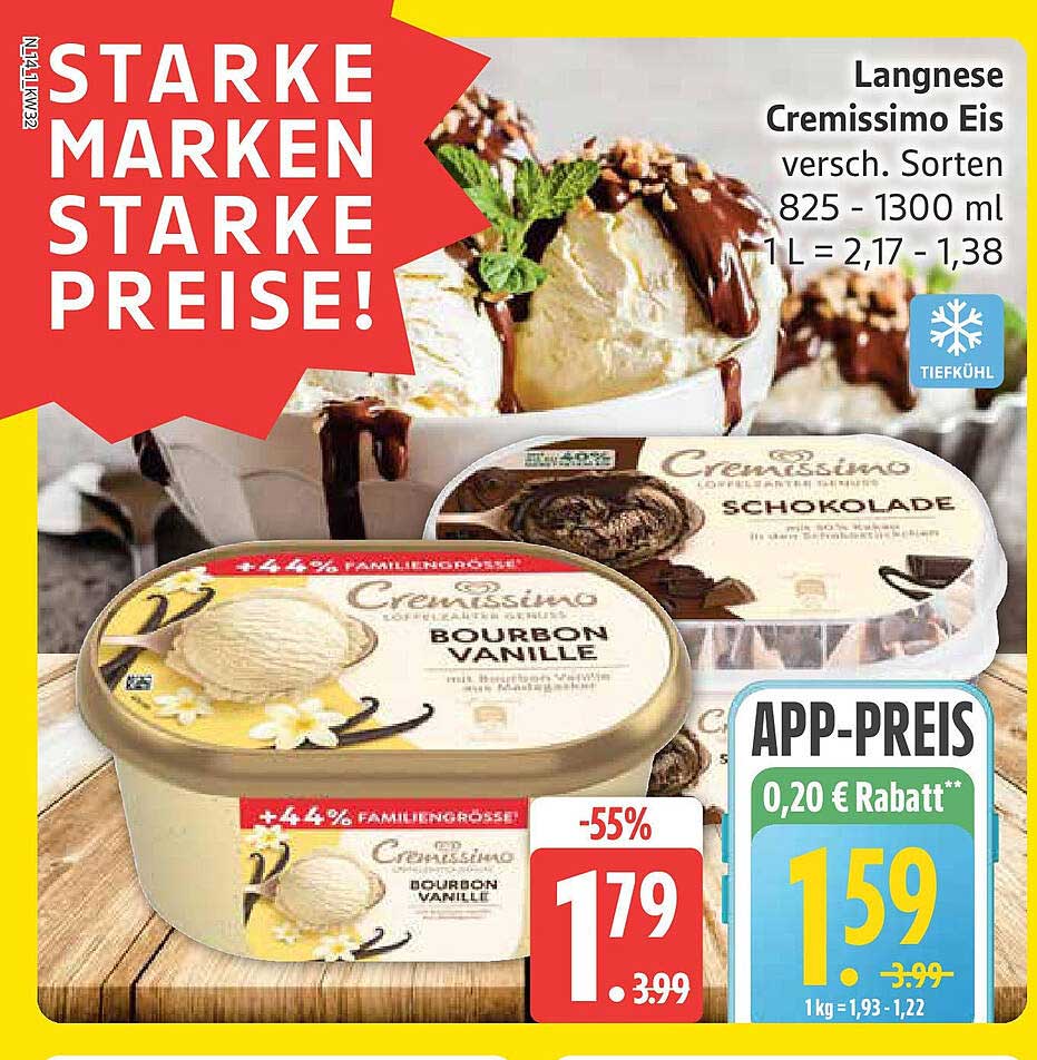 Langnese Cremissimo Eis verschied. Sorten 825 - 1300 ml