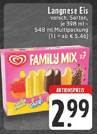 Langnese Eis Family Mix x7, verschiedene Sorten, 548 ml Multipackung