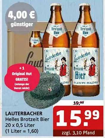 LAUTERBACHER Helles Brotzeit Bier 20 x 0,5 Liter
