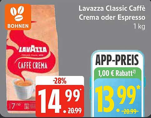 Lavazza Classic Caffè Crema oder Espresso 1 kg