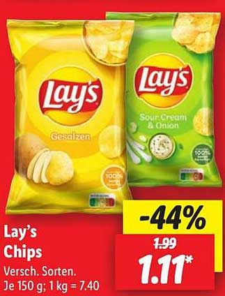 Lay's Chips in verschiedenen Sorten