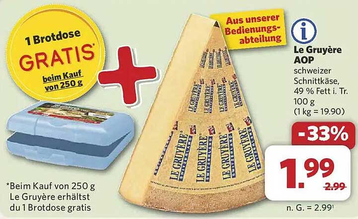 Le Gruyère AOP Schweizer Schnittkäse - 250 g