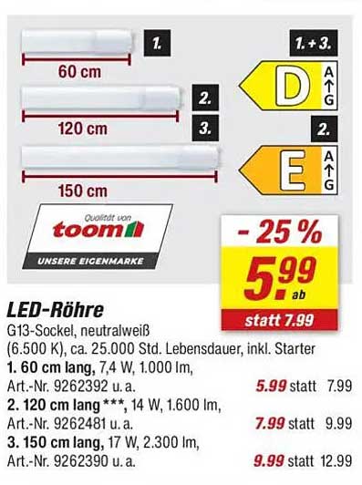 LED-Röhre G13-Sockel, neutralweiß – jetzt zum Sparpreis!