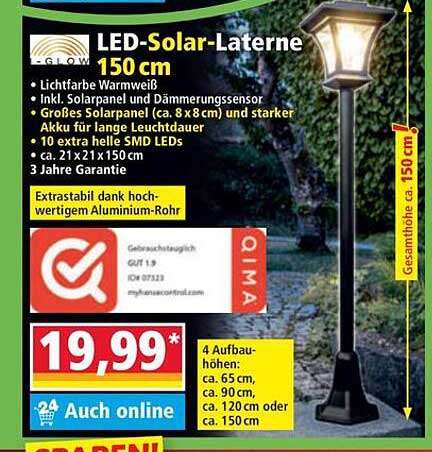 LED-Solar-Laterne 150 cm
