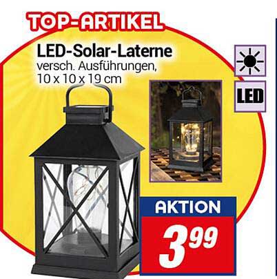 LED-Solar-Laterne, verschiedene Ausführungen, 10 x 10 x 19 cm