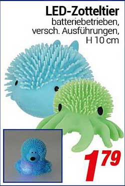 LED-Zotteltier batteriebetrieben, verschiedene Ausführungen, H 10 cm