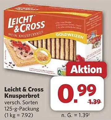 Leicht & Cross Knusperbrot – Goldweizen 125-g-Packung