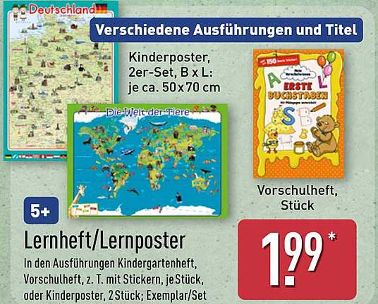 Lernheft/Lernposter aus verschiedenen Ausführungen und Titeln