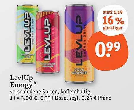 LevLUp Energy – verschiedene Sorten, koffeinhaltig
