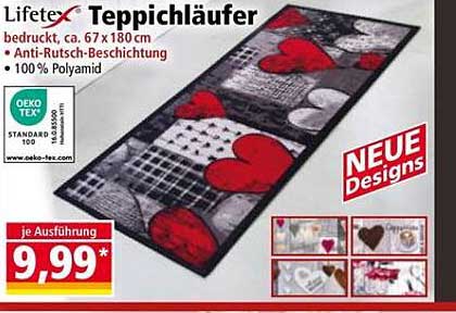 Lifetex Teppichläufer mit neuen Designs, 67 x 180 cm