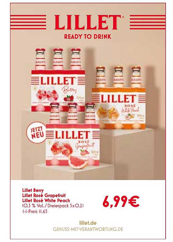 Lillet Berry und Lillet Rosé Grapefruit und White Peach – Dreierpack