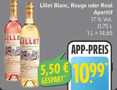 Lillet Blanc, Rouge oder Rosé Aperitif 0,75 L - 17% Vol.