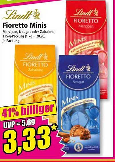 Lindt Fioretto Minis - Marzipan, Nougat oder Zabaione 115-g-Packung