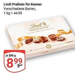Lindt Pralinés für Kenner, verschiedene Sorten – je 200 g für 8,99