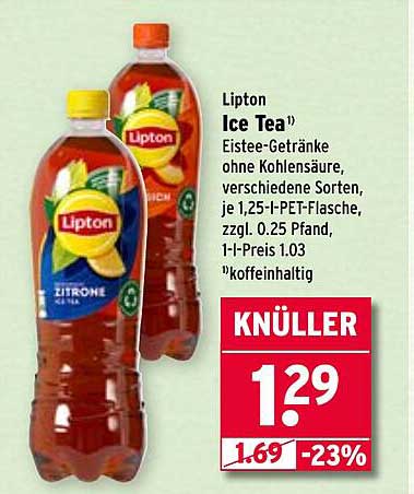 Lipton Ice Tea 1,25 l – Erfrischender Genuss für heiße Tage
