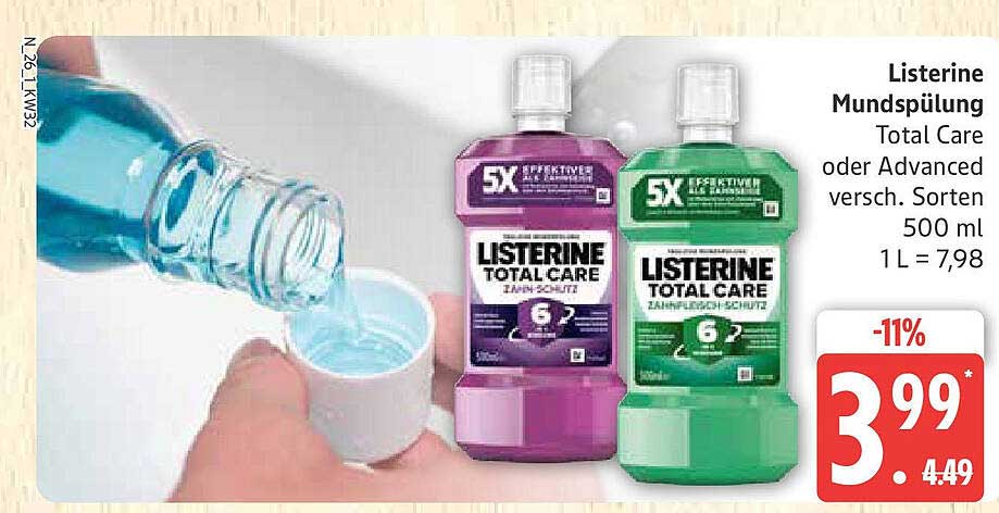 Listerine Mundspülung Total Care oder Advanced 500 ml