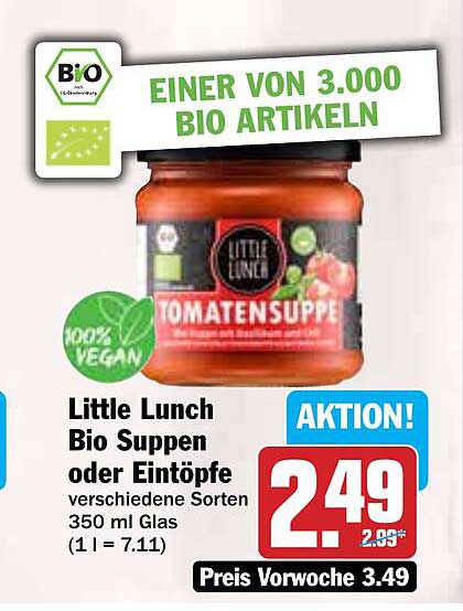 Little Lunch Bio Suppen oder Eintöpfe - Tomatensuppe 350 ml