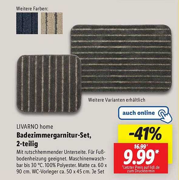 LIVARNO home Badezimmergarnitur-Set, 2-teilig