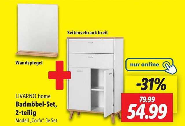 LIVARNO home Badmöbel-Set, 2-teilig Modell "Corfu" Je Set