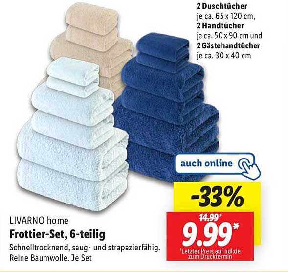 LIVARNO home Frottier-Set, 6-teilig