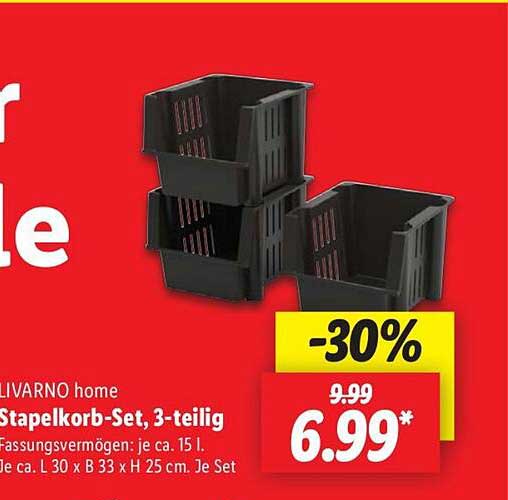 LIVARNO home Stapelkorb-Set, 3-teilig