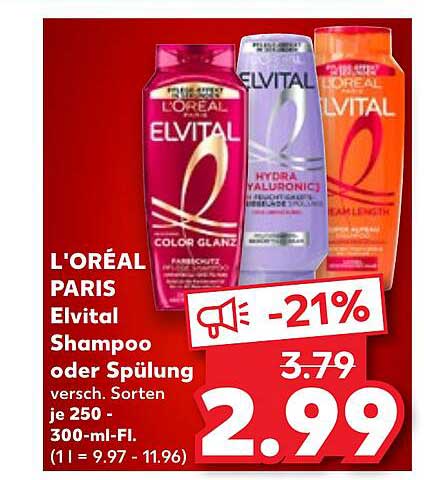 L'ORÉAL PARIS Elvital Shampoo oder Spülung 250 - 300 ml