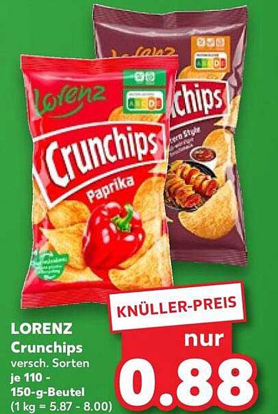 LORENZ Crunchips versch. Sorten je 110 - 150-g-Beutel