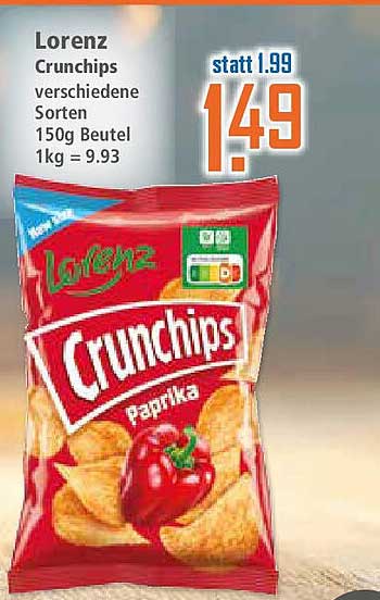 Lorenz Crunchips verschiedene Sorten 150g Beutel