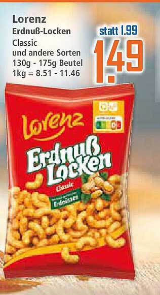 Lorenz Erdnuss-Locken Classic 130g - 175g Beutel