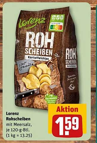 Lorenz Rohscheiben Kartoffelchips mit Meersalz, je 120-g-Btl.