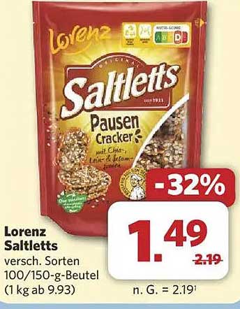 Lorenz Saltletts Pausencracker 100/150-g-Beutel