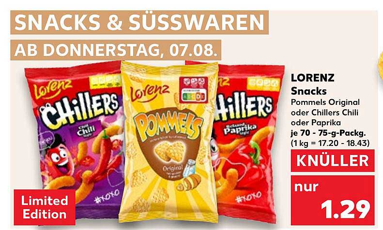 Lorenz Snacks Pommels oder Chillers - nur 1,29 €