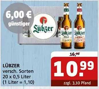 LÜBZER - versch. Sorten 20 x 0,5 Liter