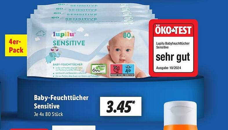 Lupilu Baby-Feuchttücher Sensitive 4er-Pack