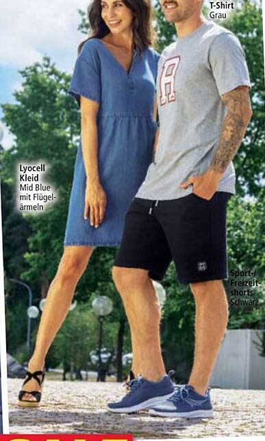 Lyocell Kleid Mid Blue mit Flügelärmeln