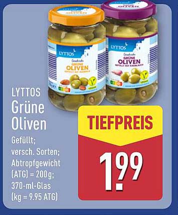 LYTTOS Grüne Oliven - 370 ml Glas