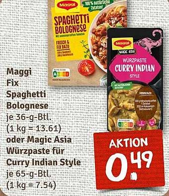 Maggi Fix Spaghetti Bolognese oder Magic Asia Würzpaste für Curry Indian Style