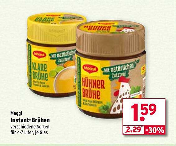 Maggi Instant-Brühen - verschiedene Sorten, für 4-7 Liter, je Glas