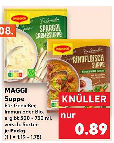 MAGGI Suppe - Spargel Cremesuppe & Rindfleisch Suppe