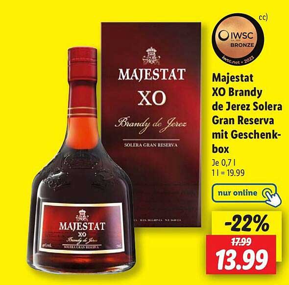 Majestat XO Brandy de Jerez Solera Gran Reserva mit Geschenkbüchse