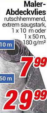 Maler-Abdeckvlies rutschhemmend, extrem saugstark, 1 x 10 m oder 1 x 50 m, 180 g/m²