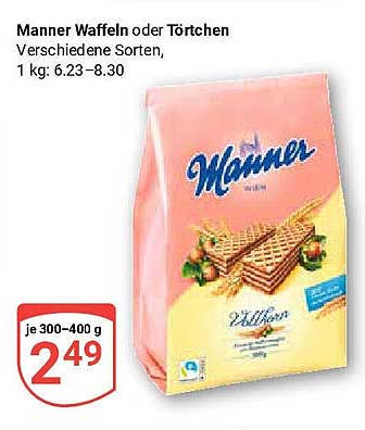Manner Waffeln oder Törtchen, 300-400 g