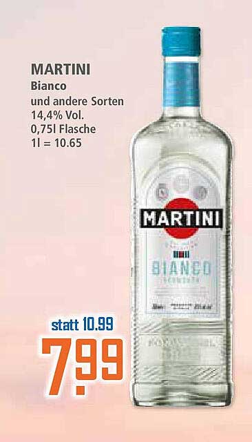 MARTINI Bianco und andere Sorten 14,4% Vol. (0,75L Flasche)