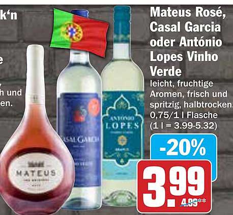 Mateus Rosé, Casal Garcia oder António Lopes Vinho Verde