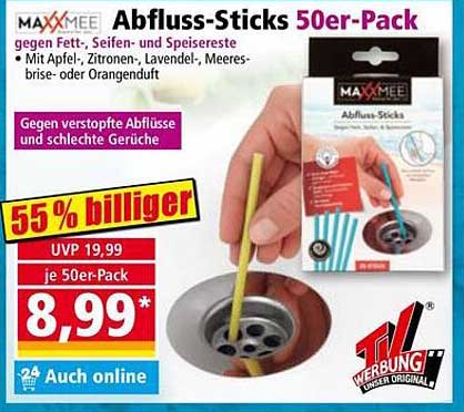 MAXXMEE Abfluss-Sticks 50er-Pack