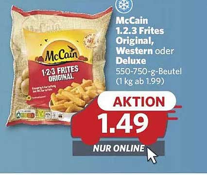 McCain 1.2.3 Frites Original, Western oder Deluxe 550-750-g-Beutel