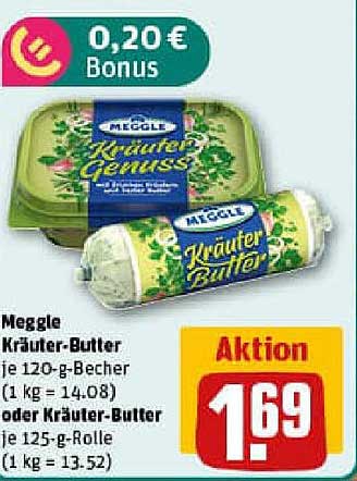 Meggle Kräuter-Butter je 120-g-Becher oder Kräuter-Butter je 125-g-Rolle