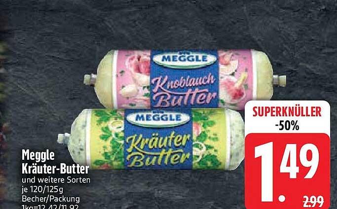 Meggle Kräuter-Butter und weitere Sorten je 120/125g Becher/Packung